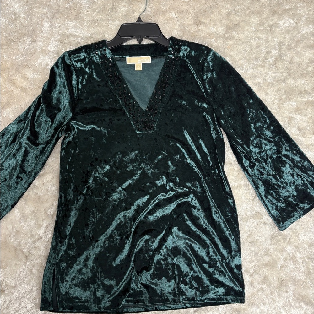 Michael Kors Green Velvet Blouse